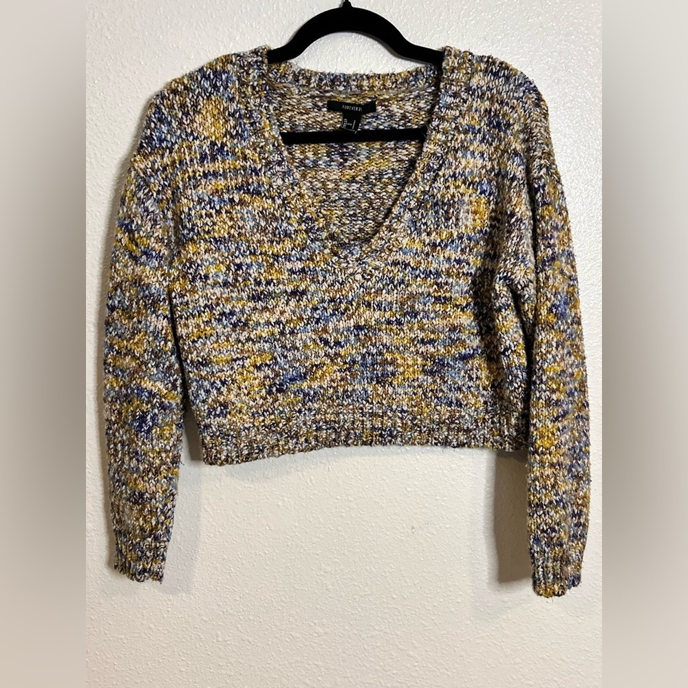 Forever 21 Multicolor V-Neck Sweater Size Small